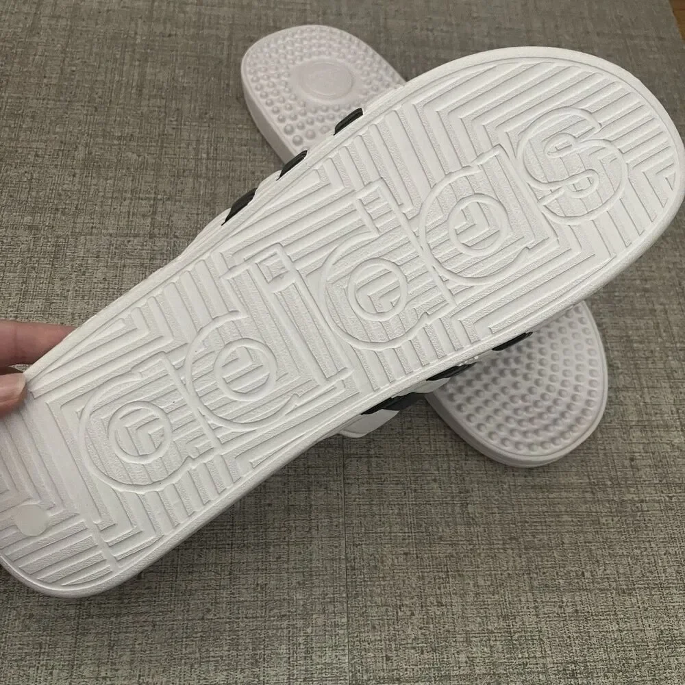 ADIDAS Unisex-Adult Adissage Slides Sandal Size 17 White NEW Beach‎ Pool Shower